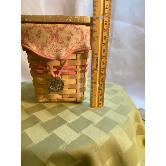 Longaberger 2004 Horizon of Hope /A.C.S. Basket w/Liner, Protector, Lid & Tie-On - Picture 15 of 16